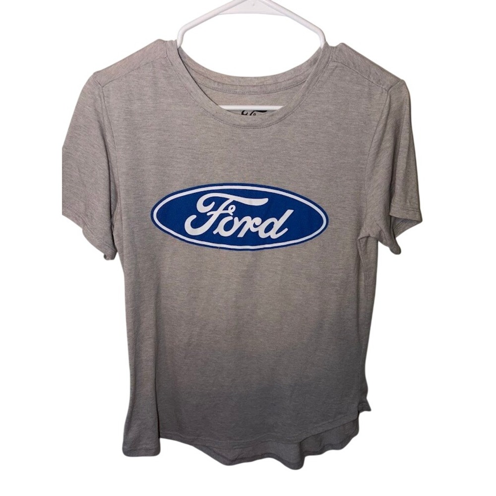 Ford Motor Company Graphic T-Shirt Gray Heather Blue Oval Logo XL Juniors Q1271